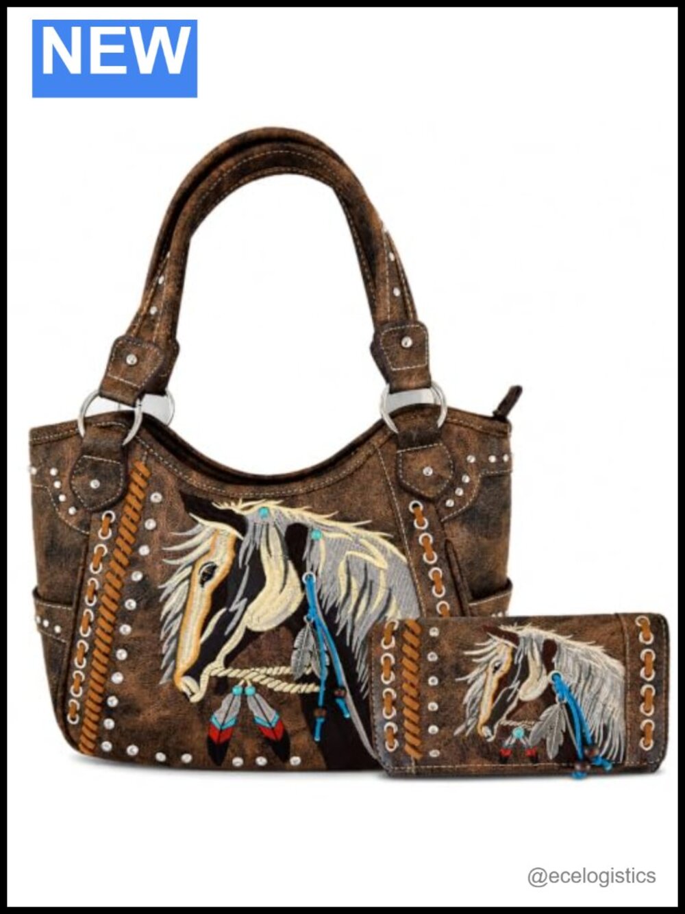 Western Horse Purse and Wallet Set for Women, Cowgirl Handbag